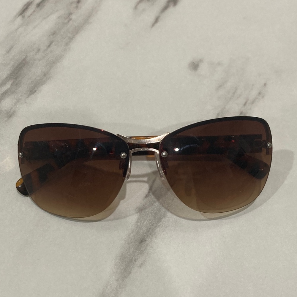 Women's Gradient Brown Rimless Cat-Eye Sunglasses